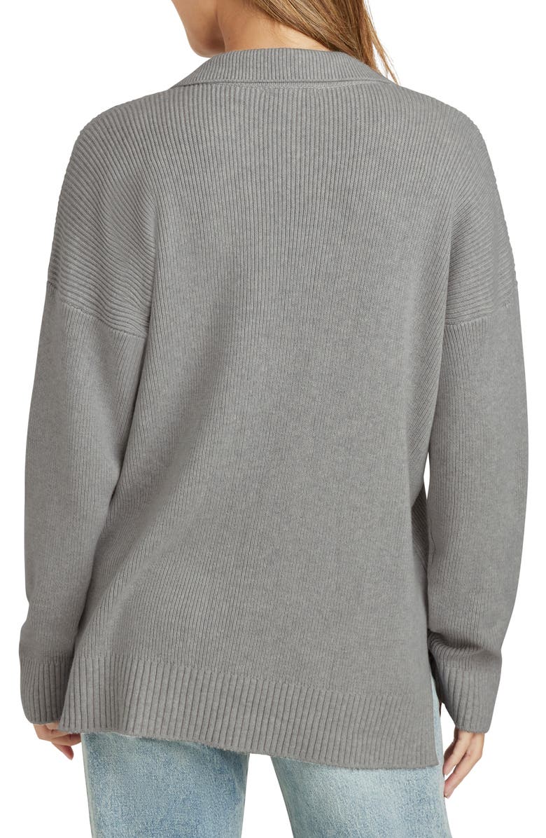 Splendid Kristen Polo Sweater, Alternate, color, Heather Fog
