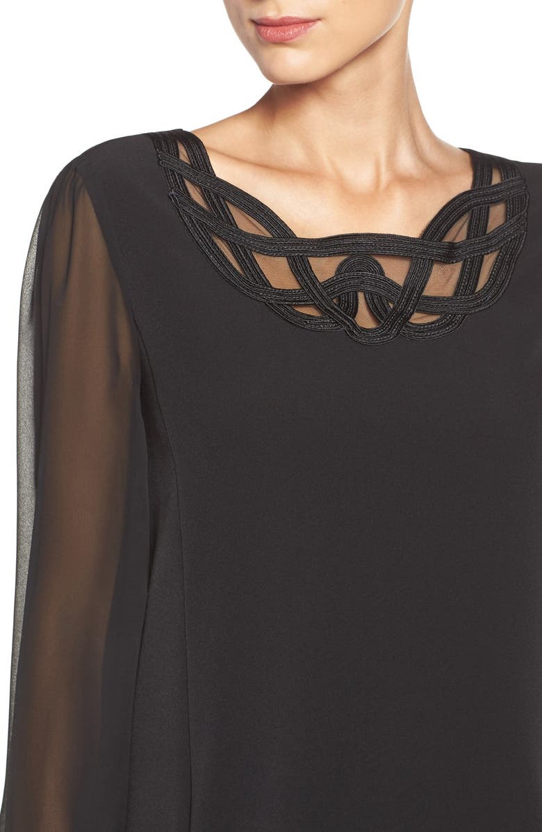 Laundry by Shelli Segal Scroll Neck Shift Dress, Alternate, color, 