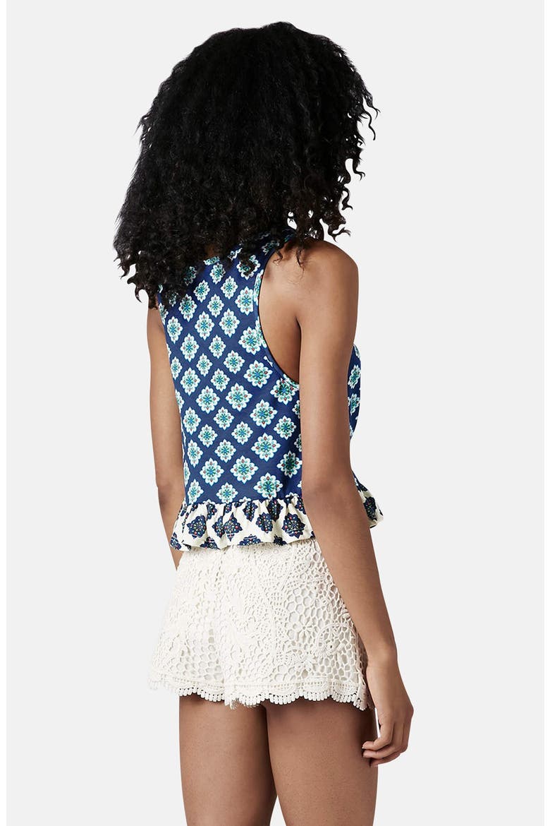 Tile Print Peplum Tank, Alternate, color, BLUE MULTI