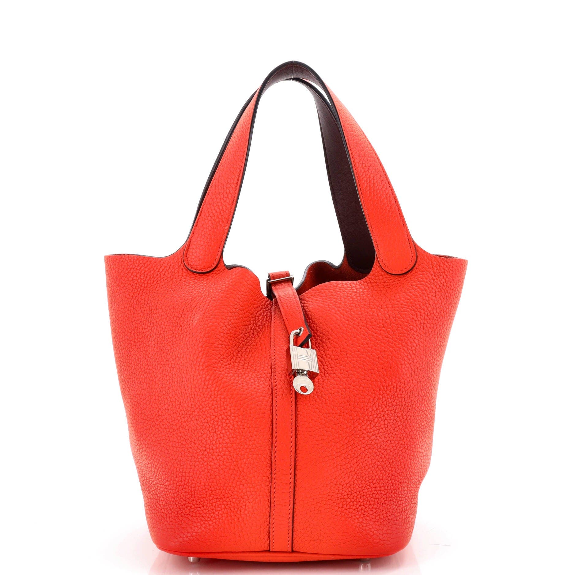 Picotin Lock Bag Clemence MM, Main, color, Orange Poppy