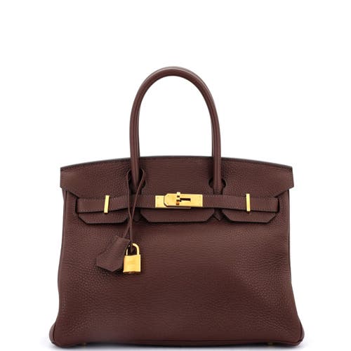 Pre-owned Hermes Hermes Birkin Handbag Brown Clemence With Gold Hardware 30 In Brown