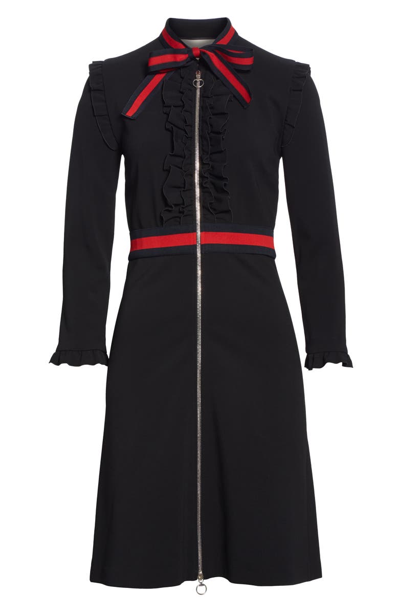 Gucci Ruffle Tie Neck Dress, Alternate, color, 