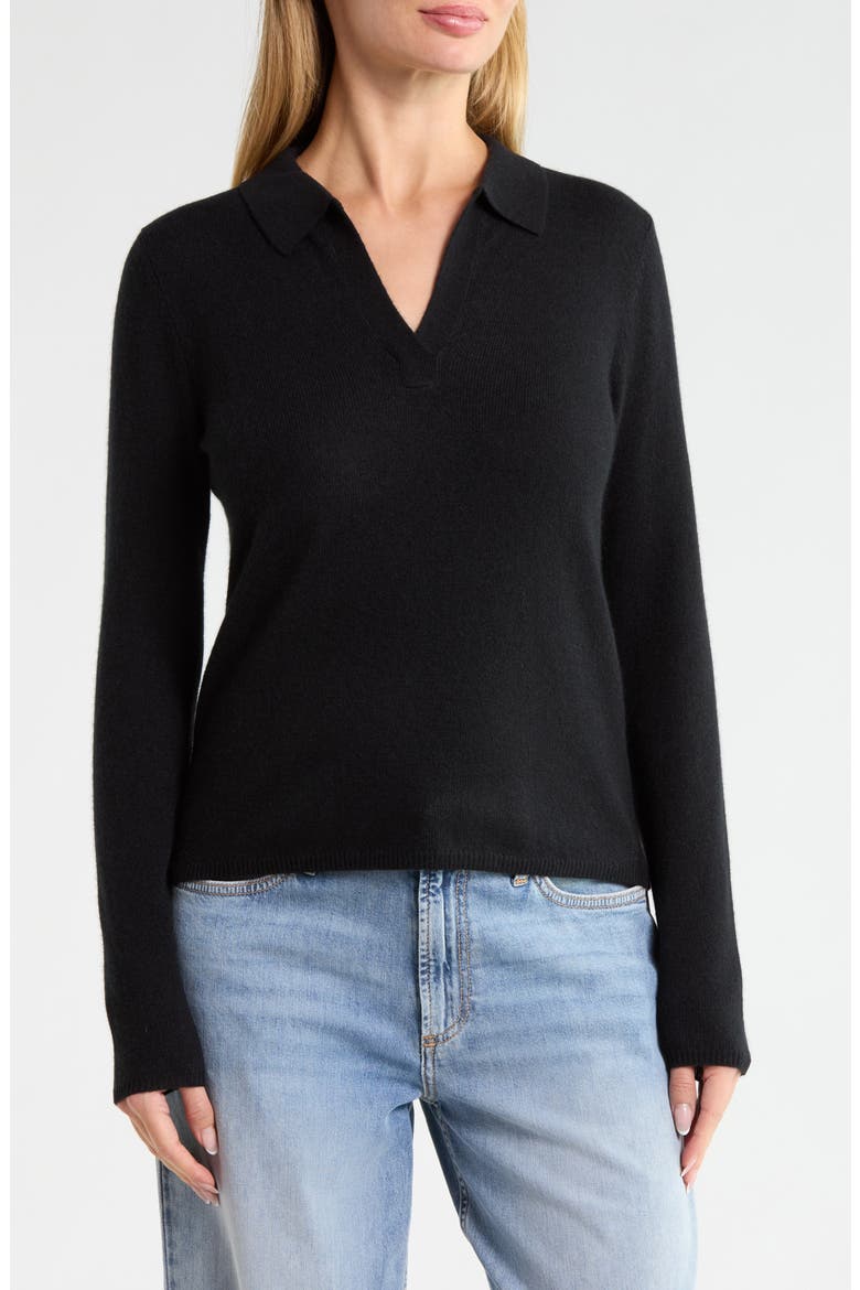 Cashmere Polo Sweater, Main, color, KOHL BLACK