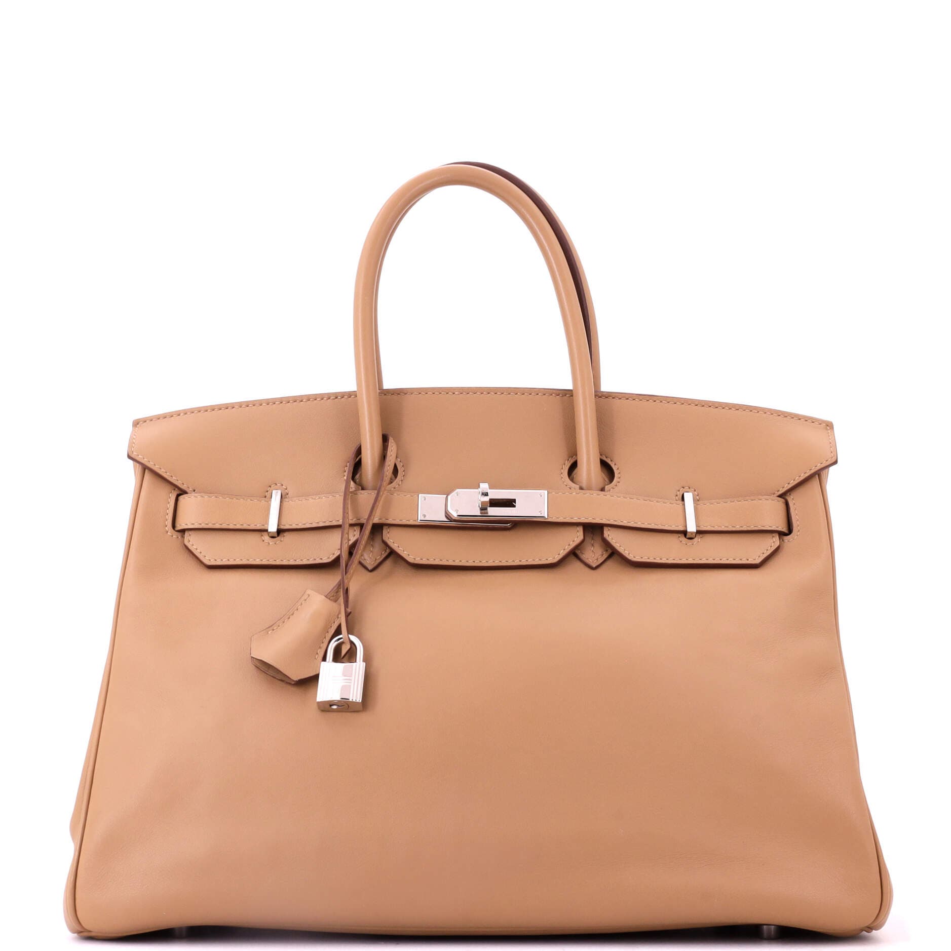 Birkin Handbag Brown Swift with Palladium Hardware 35, Main, color, Tabac Camel