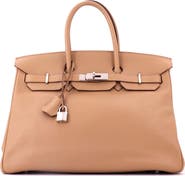 Pre-Owned Hermes Birkin Handbag Brown Swift with Palladium Hardware 35