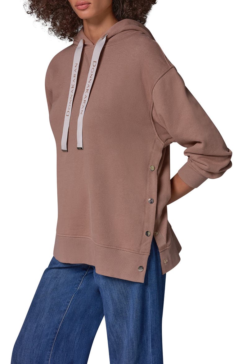 French Terry Snap Side Hoodie, Alternate, color, CAMEL