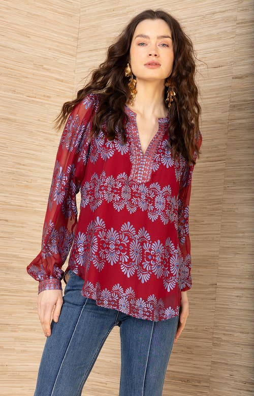 Hale Bob Lexie Satin Top In Red