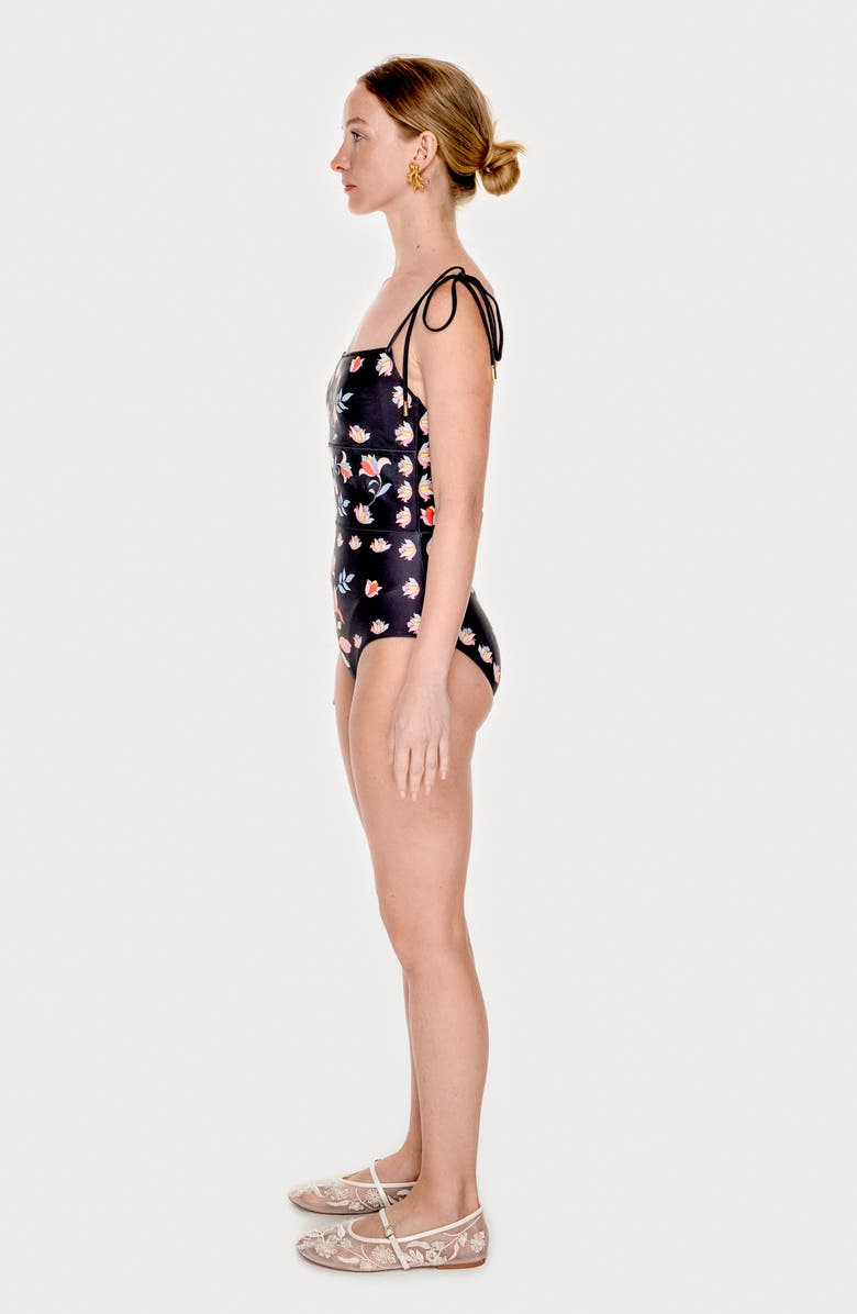 Jessie Zhao New York Midnight Garden Reversible One-Piece Swimsuit, Alternate, color, Black