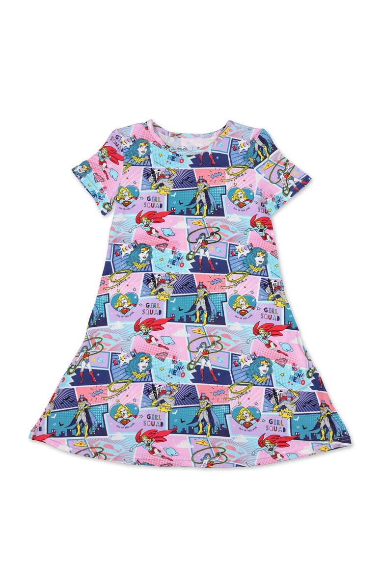 Bellabu Bear Kids' Justice League Heroines Short Sleeve Dress, Main, color, Justice Heroines
