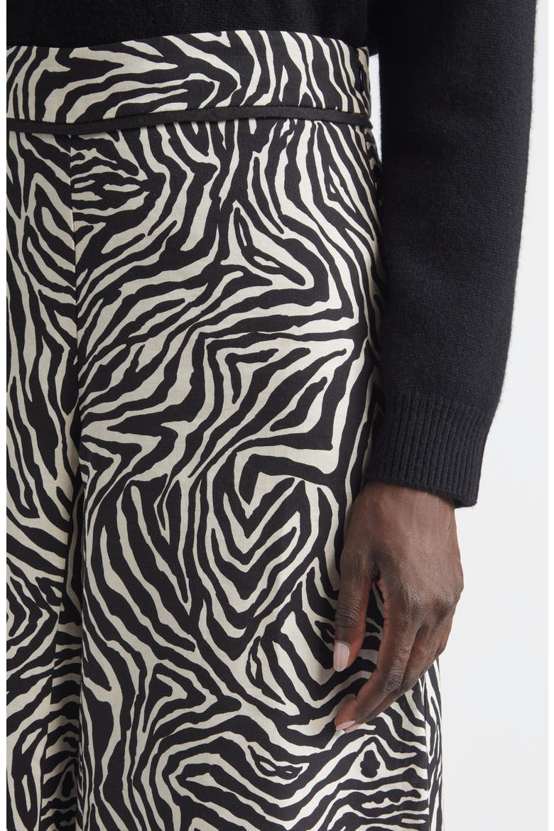 Romy Zebra Print Wide Leg Crop Pants, Alternate, color, BLACK/ LINEN