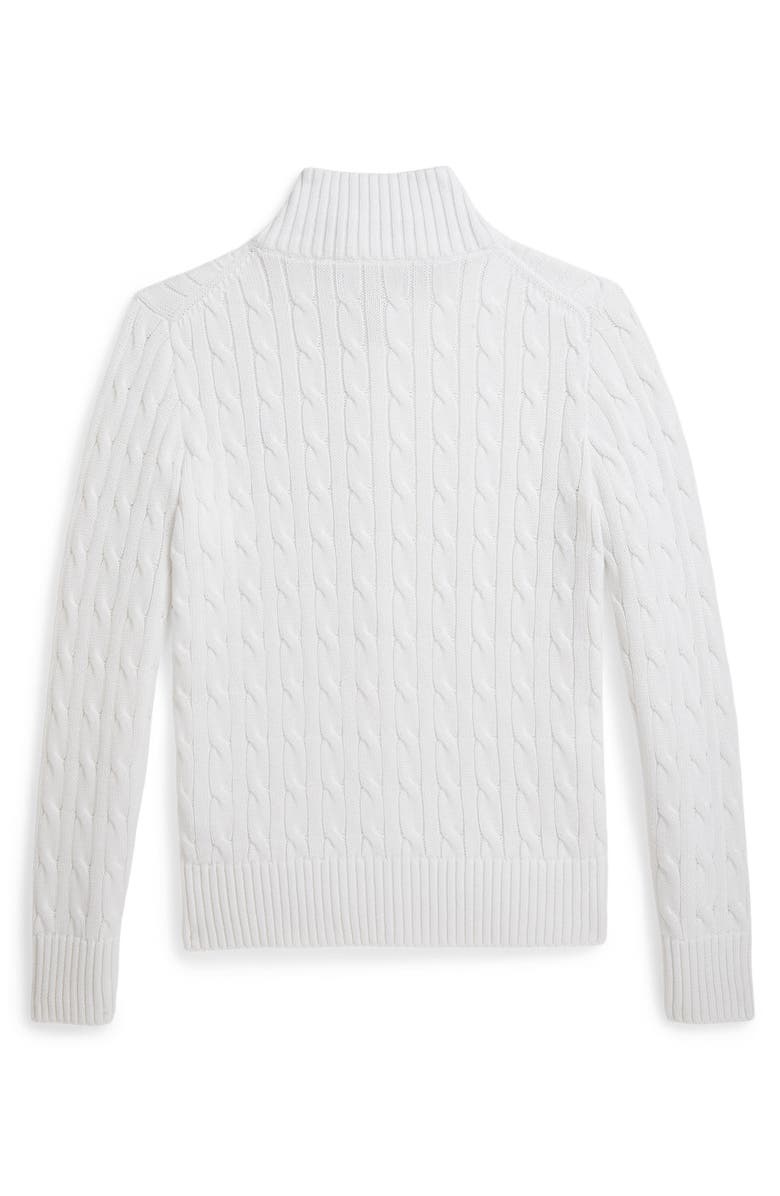 Polo Ralph Lauren Cotton Cable Zip Cardigan, Alternate, color, White