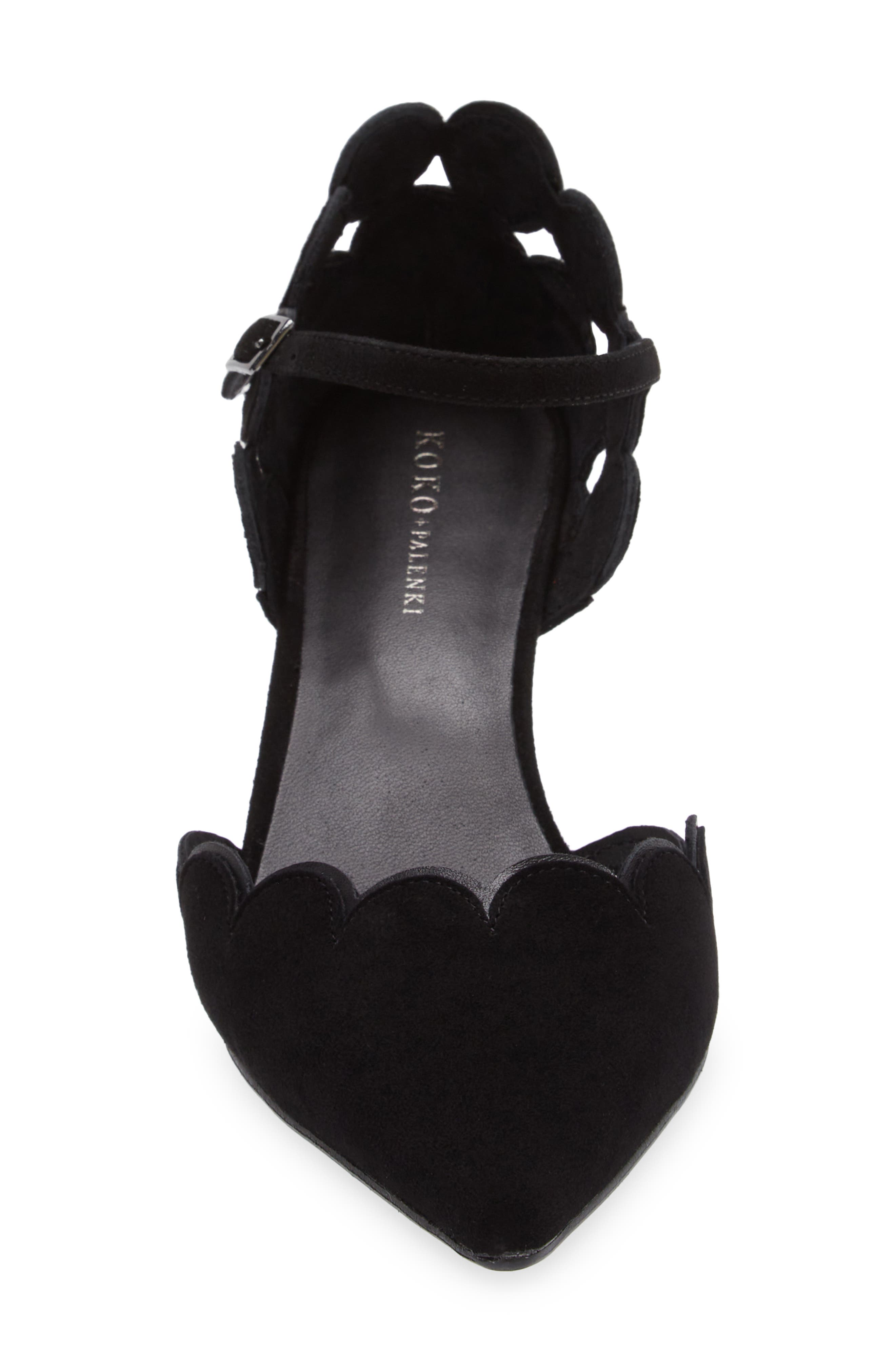 KOKO + PALENKI Praise Ankle Strap Pointed Toe Pump, Alternate, color, Black Suede
