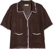 Elan Crochet Button-Up Cover-Up