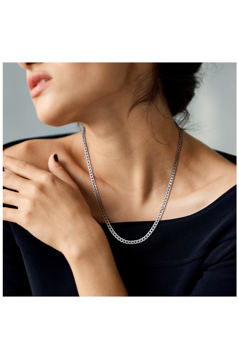 Flat Curb Link Chain Necklace, 5.3mm, Alternate, color, SILVER