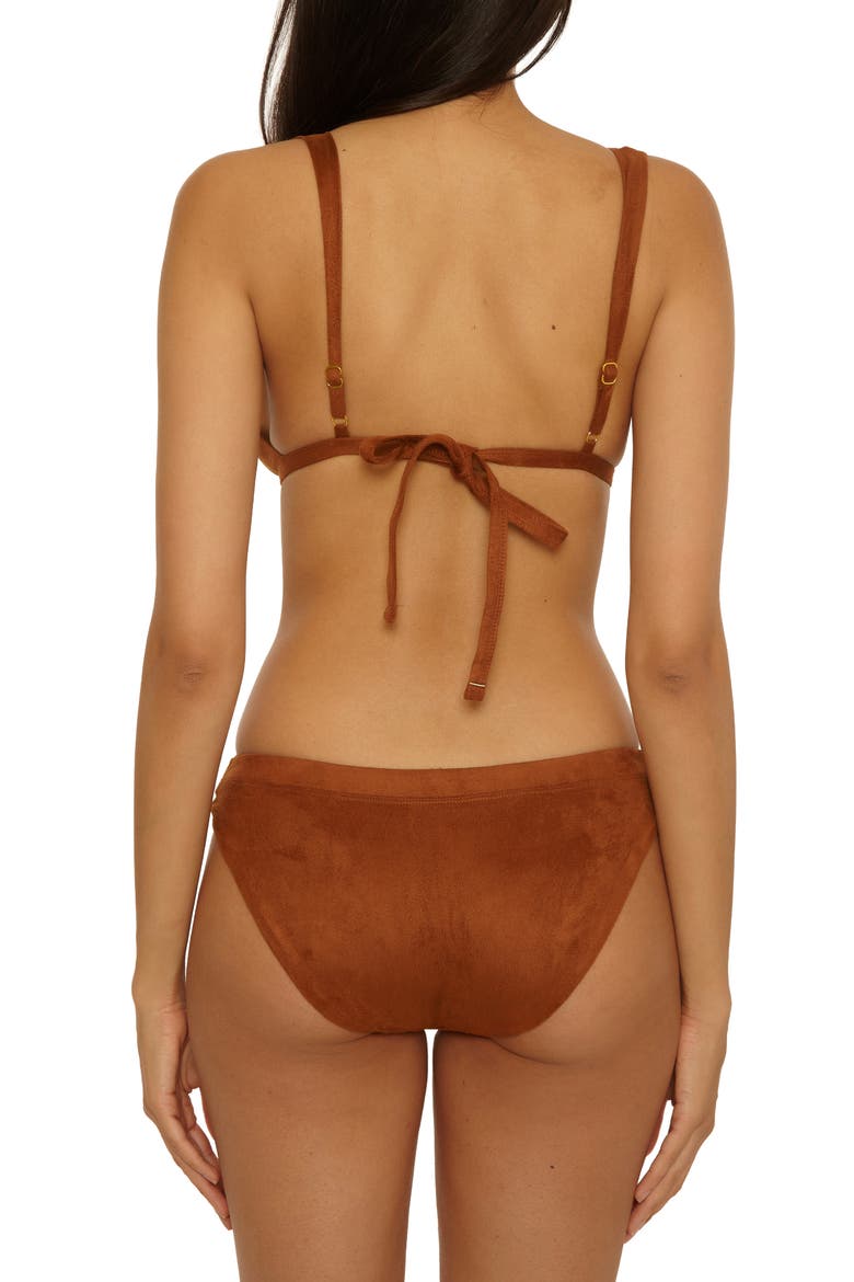 Montauk Faux Suede Bikini Top, Alternate, color, ALMOND