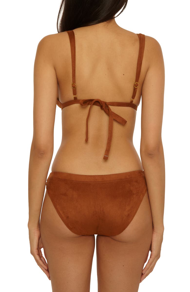 Lucky Brand Montauk Faux Suede Bikini Top, Alternate, color, Almond