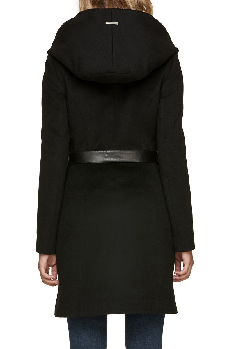 Soia & Kyo Arya Belted & Hooded Wool Blend Coat, Alternate, color,