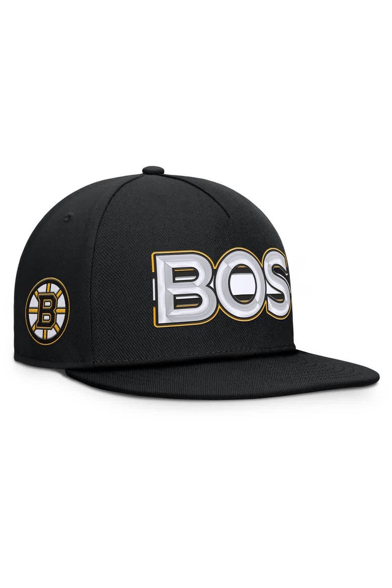 Men's Fanatics Black Boston Bruins Authentic Pro Rink Team Code Snapback Hat, Main, color, Black