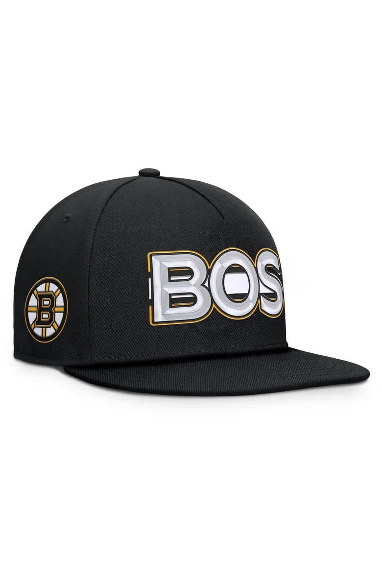 FANATICS Men's Fanatics Black Boston Bruins Authentic Pro Rink Team Code Snapback Hat, Main, color, Black