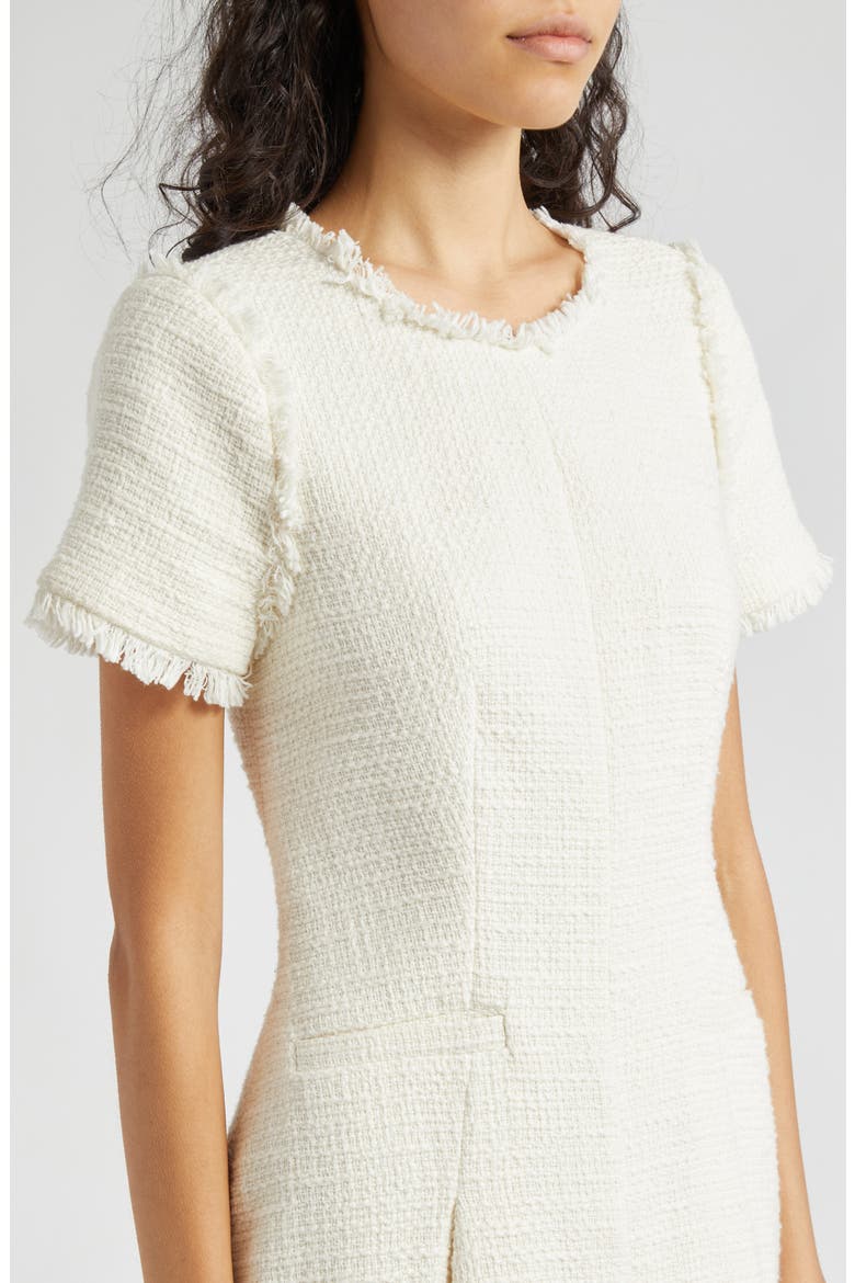 Nova Tweed Fit & Flare Dress, Alternate, color, GARDENIA