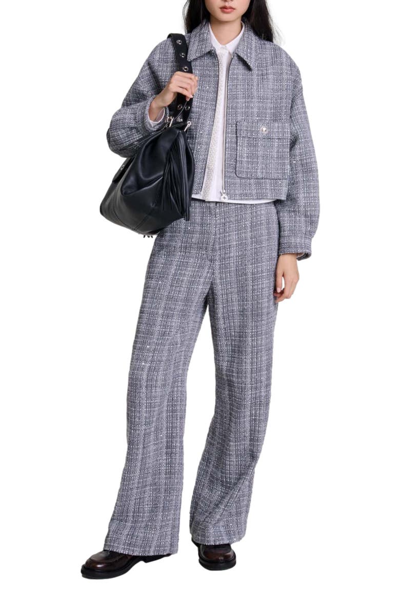 maje Short tweed jacket, Main, color, 