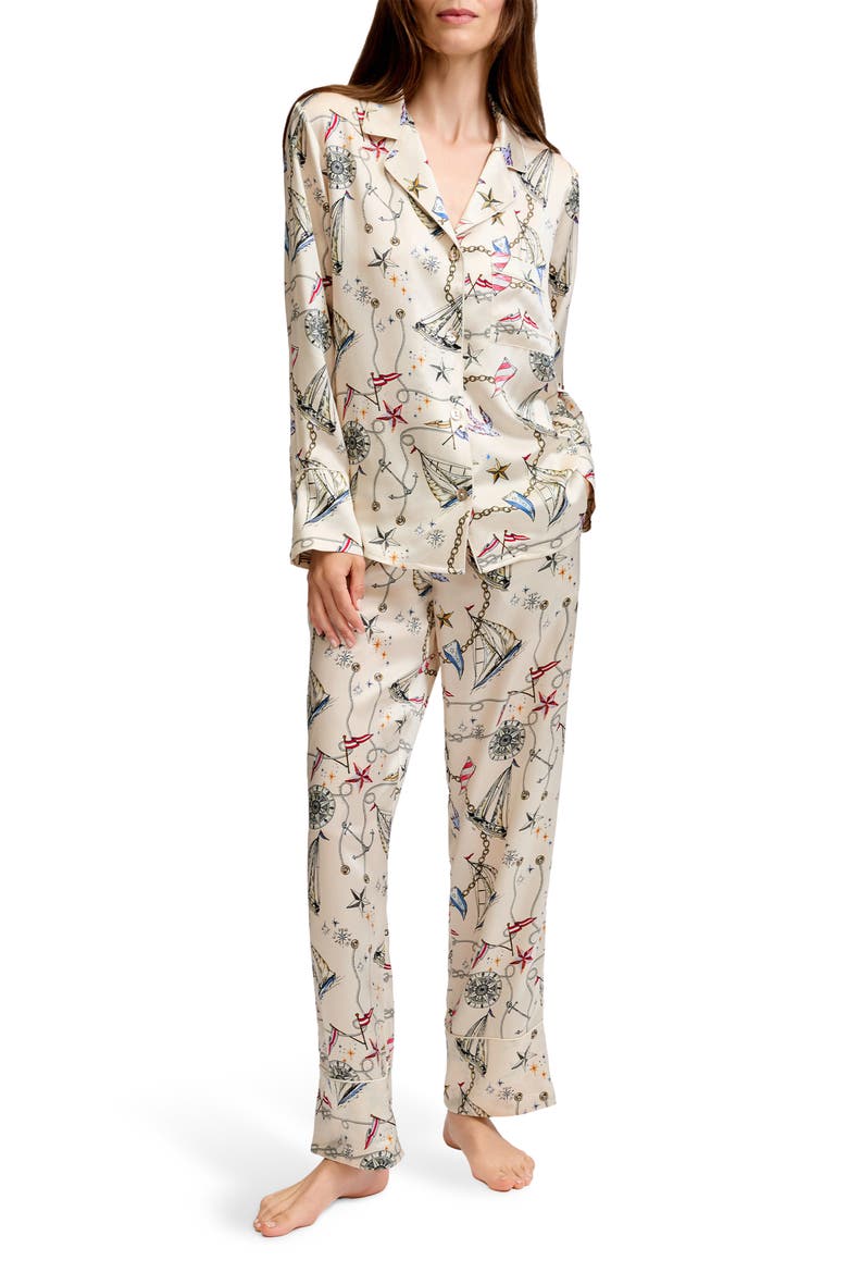 Silk Pajama Set, Main, color, BEIGE