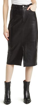 FRAME Leather Midi Skirt