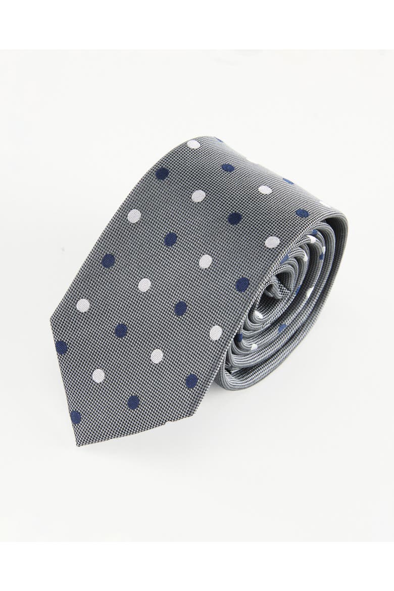 Polka Dot Silk Jacquard Tie, Main, color, Grey