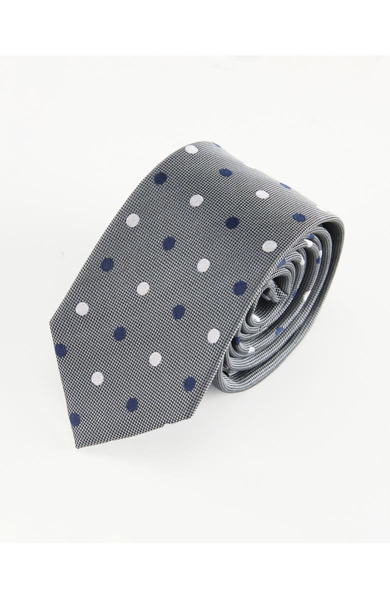 Knottery & Co Polka Dot Silk Jacquard Tie, Main, color, Grey