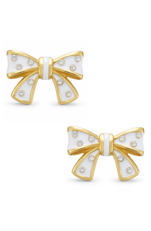 Kids' Crystal Bow Enamel Stud Earrings