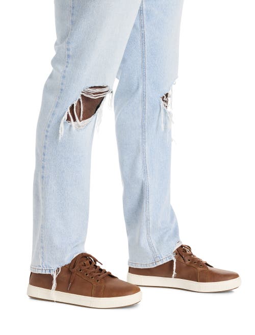 True Nation By Dxl Big & Tall Destructed Dual Denim Tapered-fit Jeans In Blue
