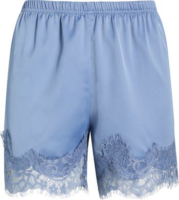 Open Edit Lace Trim Satin Shorts | Nordstrom