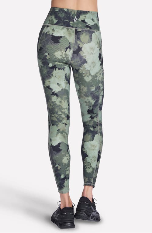 Skechers Go Flex Rib Inbloom Full Length High Waist Pocket Leggings In Green