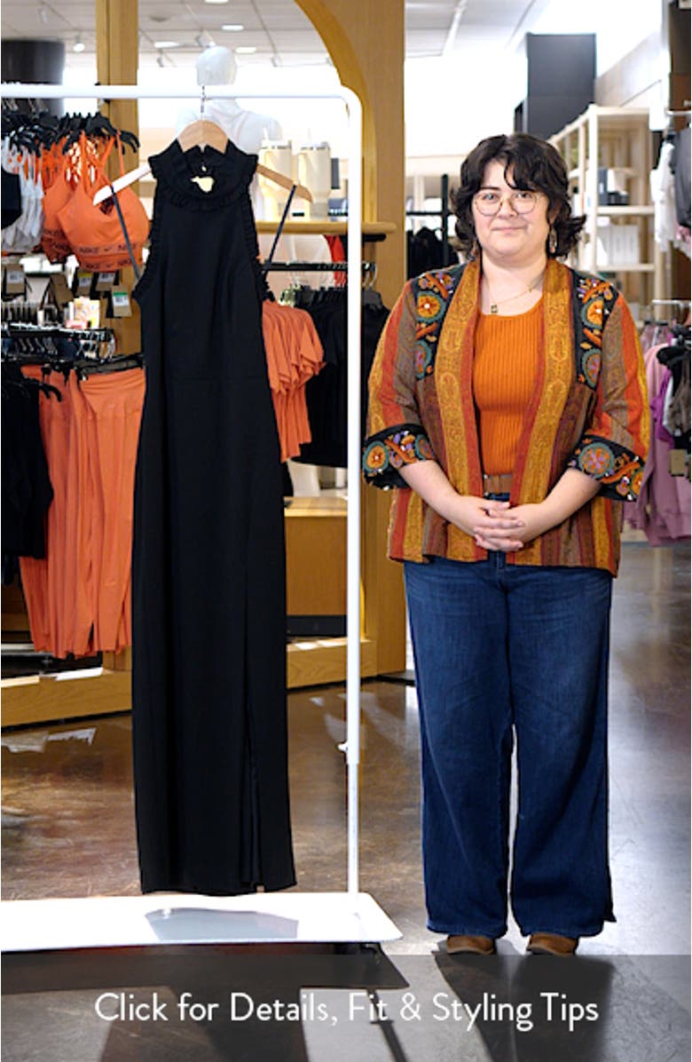 Ruffle Trim Mock Neck Evening Gown, sales video thumbnail