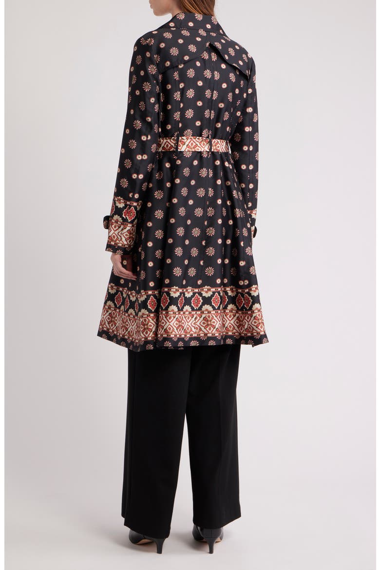 Emerson Print Belted Trench Coat, Alternate, color, CHARCOAL FOREST