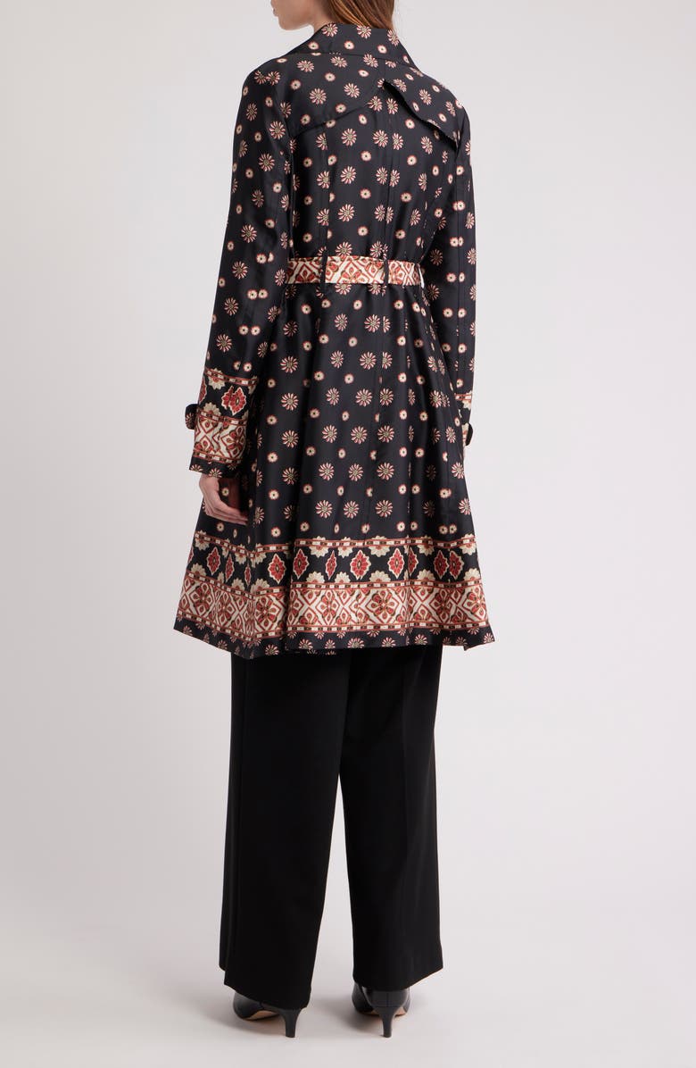 dRA Emerson Print Belted Trench Coat, Alternate, color, Charcoal Forest