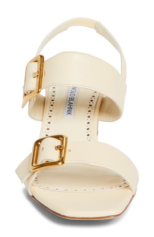 Manolo Blahnik Thalitsli 50 Leather Slingback Sandals In Light Cream
