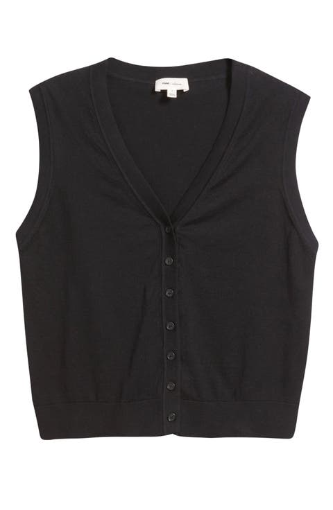 Button Front Cotton Sweater Vest