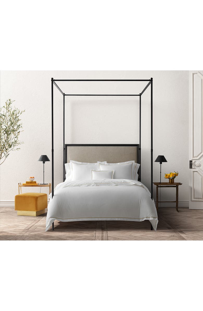 Matouk Bergamo Cotton Percale Duvet Cover, Alternate, color, Black