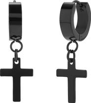 Brook and York Men's Cross Drop Huggie Hoop Earrings
