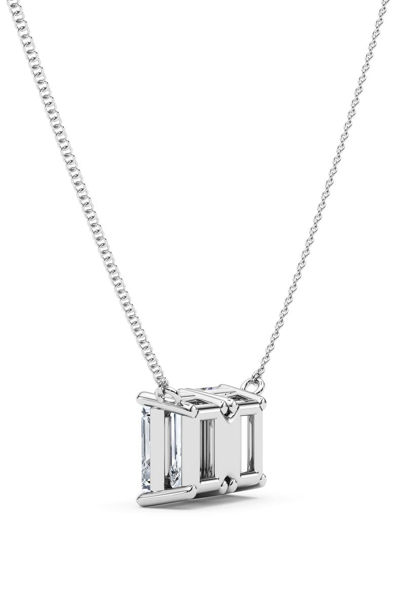Lab Grown Diamond Twin Emerald Cut Pendant Necklace, Alternate, color, 18K WHITE GOLD