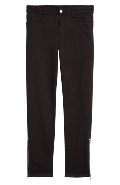 Zip Detail Stretch Cotton Pants