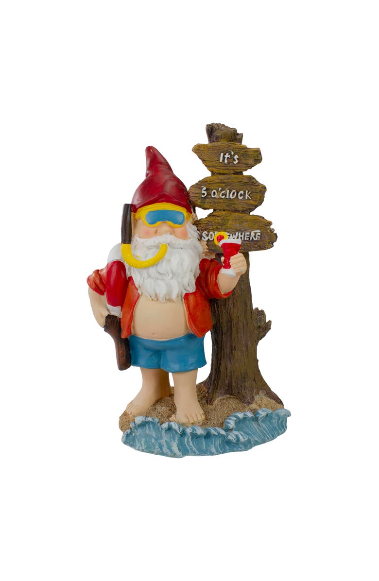 Northlight 10.5" Red and Blue Beach Gnome Outdoor Garden Statue, Main, color, Red