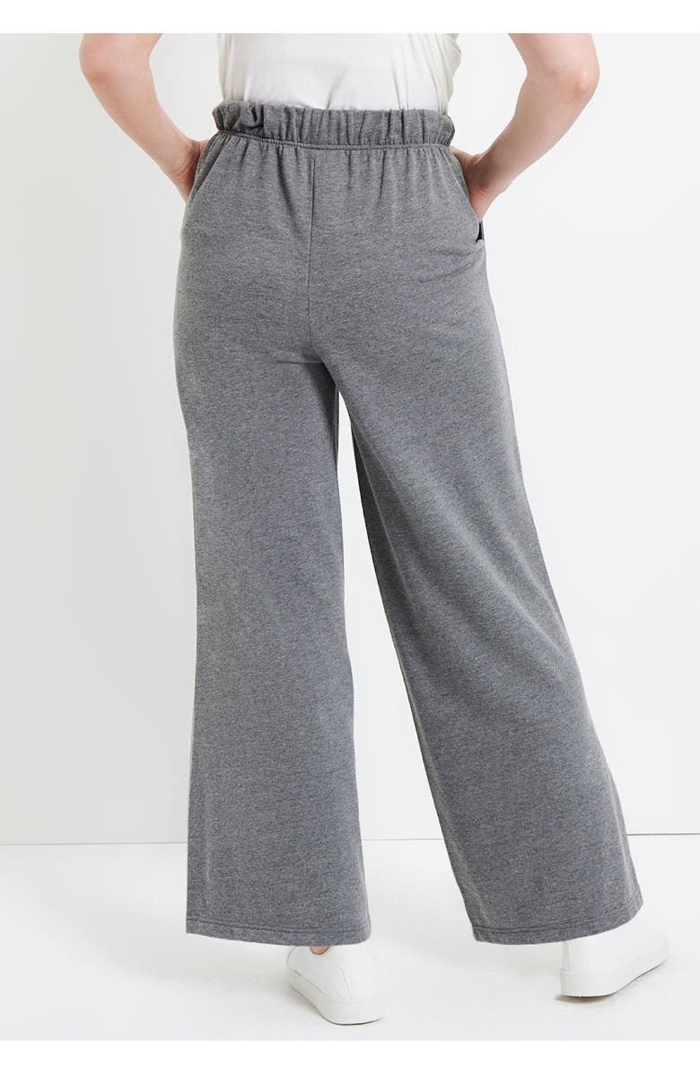 June + Vie French Terry Wide-Leg Pant, Alternate, color, Black