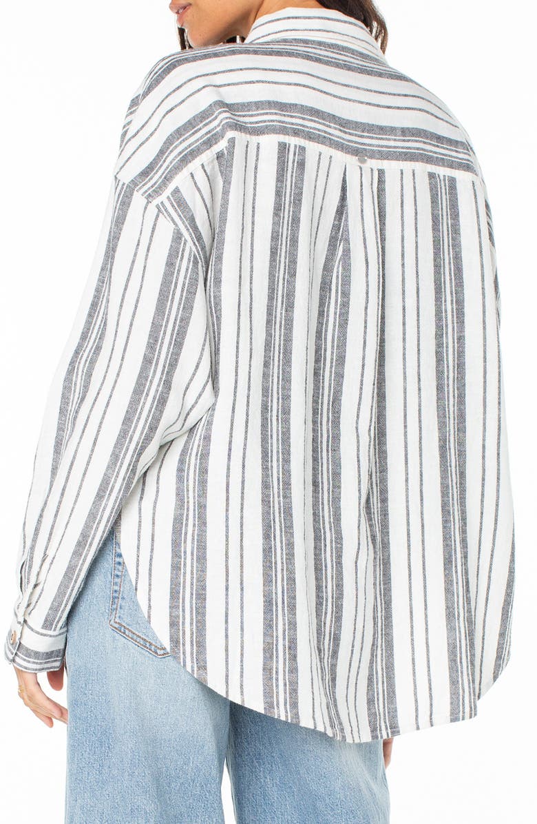Roxy Morning Time Stripe Linen Blend Button-Up Shirt, Alternate, color, 