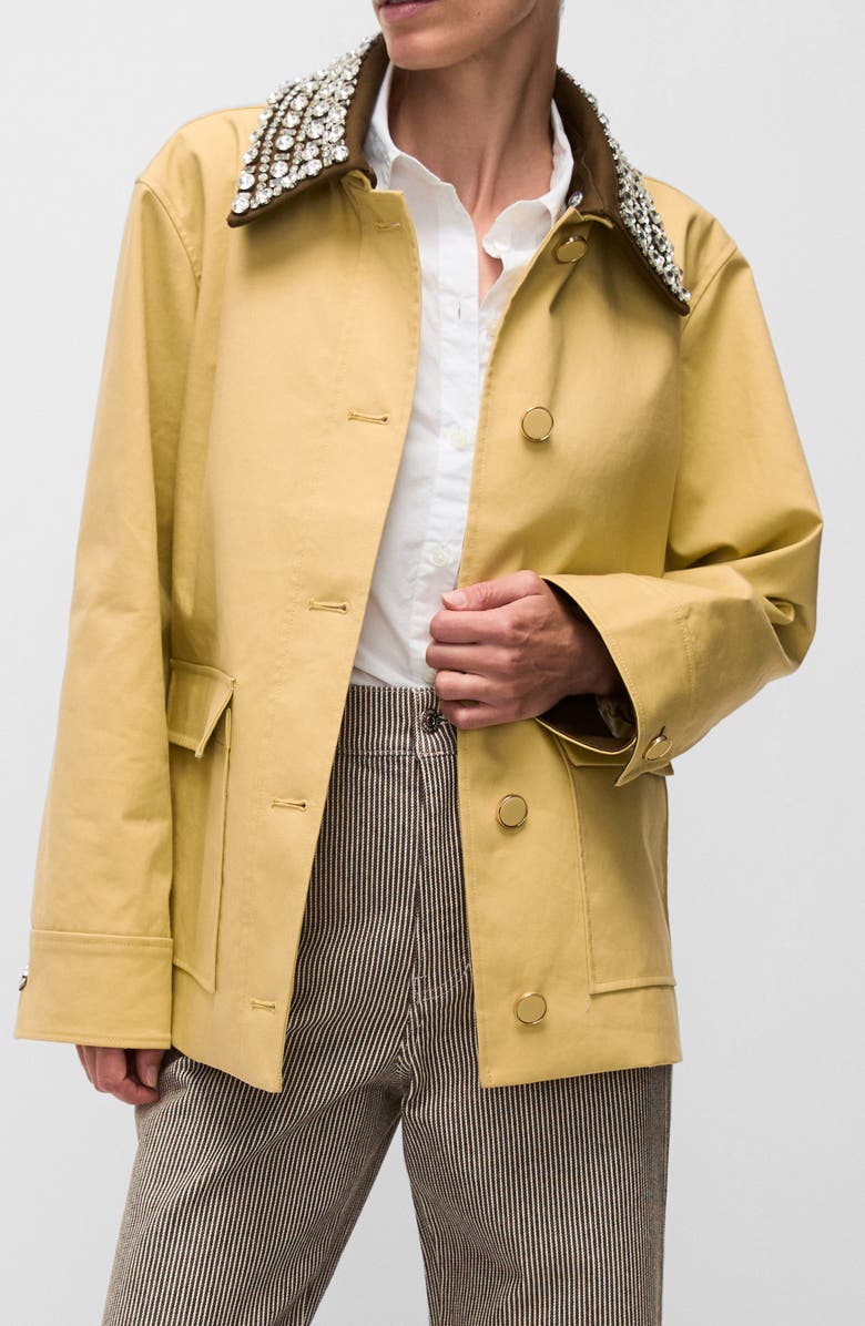 Veronica Beard Arlen Crystal Collar Cotton Dickey Coat, Main, color, 