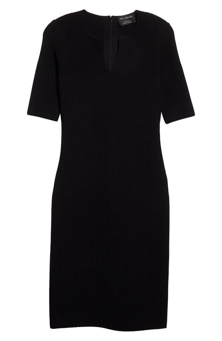 ST. JOHN Short Sleeve Rib Knit Sweater Dress, Alternate, color, 
