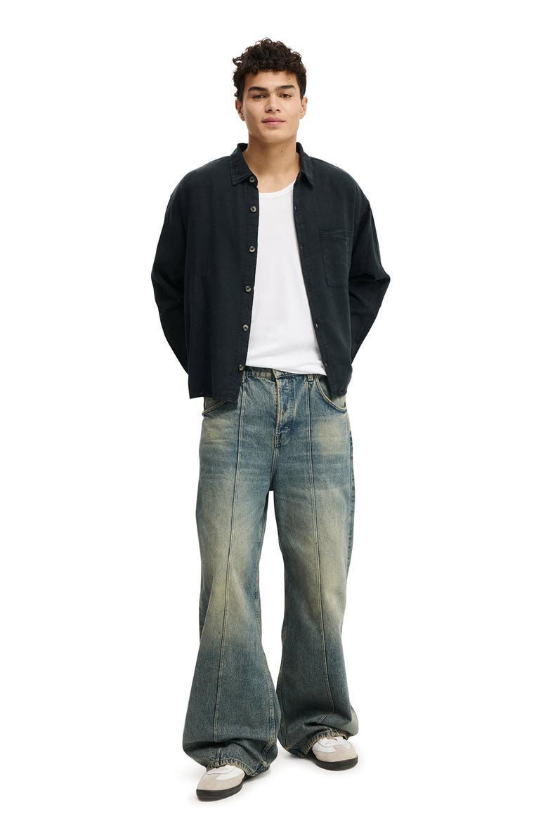 Cotton On Men's Washed Long Sleeve Shirt, Alternate, color, Washed Black