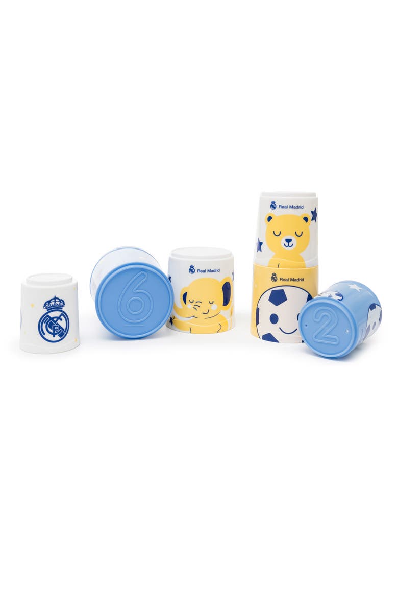Real Madrid Soccer Themed Sorting & Stacking Cups Baby Toy, Alternate, color, Blue Multi