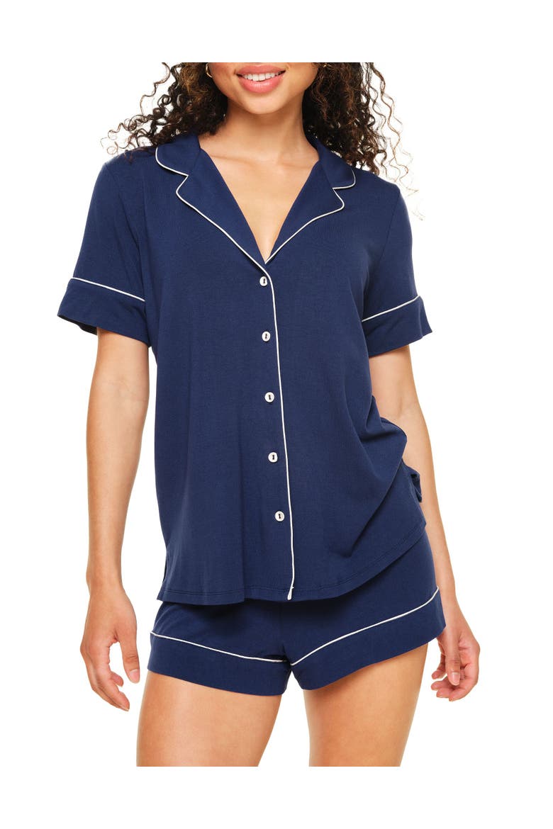 Jane Pajama Shirt & Shorts Set, Main, color, Dark blue